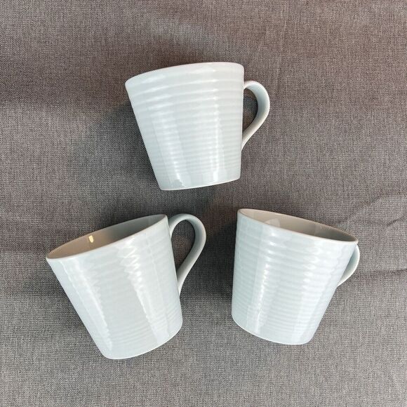 3 Royal Doulton Gordon Ramsay Maze Tiffany‎ Blue Mugs Embossed Coffee Cups - Picture 1 of 4
